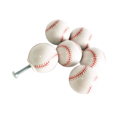 ZILucky Baseball Drawer knobs Ball Sports Party Theme Children and Baby Home Decor Drawer Pulls Handles for Dresser Cupboard Wardrobe Cabinet Kitchen Knobs Pack of 6 (Baseball)