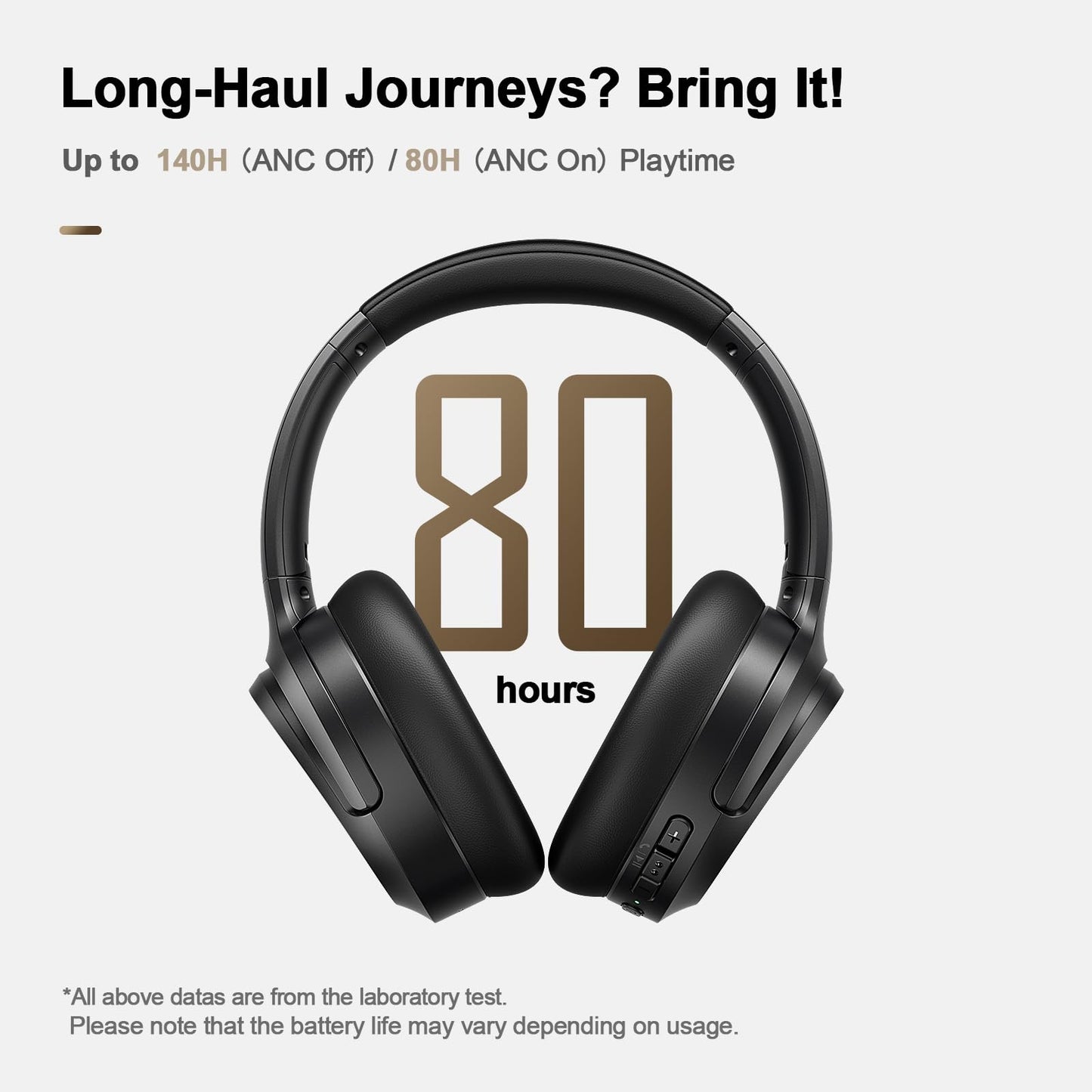 Calmbee Bluetooth Headphones, Hybrid Active Noise Cancelling Wireless Headphones Over Ear with Microphone, Up to 140H Playtime, Transparency Mode, Deep Bass, Clear Calls, Comfort fit for Travel, Home