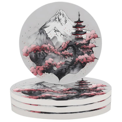 QsirBC Japanese Tower Coasters Set of 4 for Drinks Coffee Table