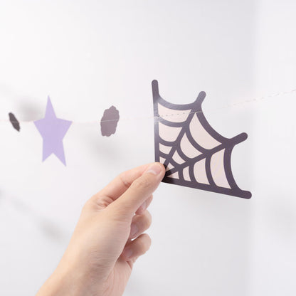 Cheerland Pastel Halloween Garland Cute Halloween Decorations Pastel Spooky Party Pumpkin Flag Spiderweb Ghost Banner Spooky One Boo Birthday Party Supplies Baby Shower Classroom Home Hanging Decor