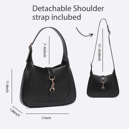 Keyli Shoulder Bag for Women Vegan Leather Shoulder Handbags Small Cute Hobo Purses trendy Top Handle Crossbody Bag with Adjustable Strap Black