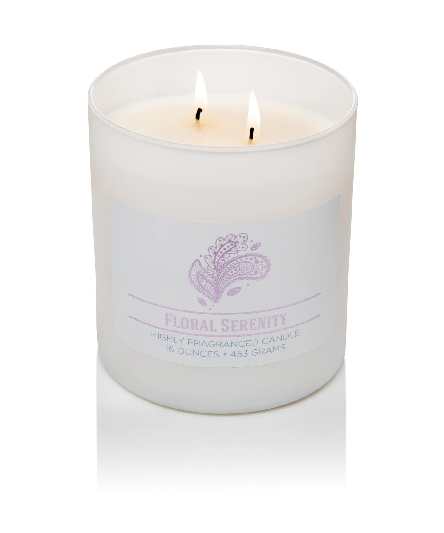 Carolina Floral Serenity Scented Candle, 16 oz Wellness Relaxing Aromatherapy Candle, 2 Wick White Jar Soy Blend Wax, Candles for Home, 60H Burn - Made in The USA