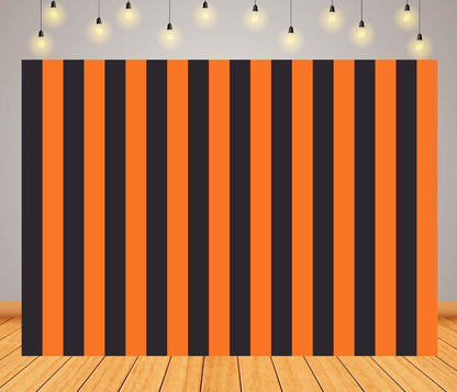 BELECO 10x8ft Fabric Black and Orange Stripe Backdrop Orange Black Striped Background for Halloween Party Decorations Banner Birthday Shoot Photo Studio Props