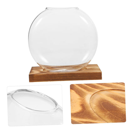BESPORTBLE 2pcs Hydroponic Plant Propagation Vessels with Wooden Stand, Glass Containers for Home and Office, Plant Terrariums for Shelf Display and Indoor Gardening