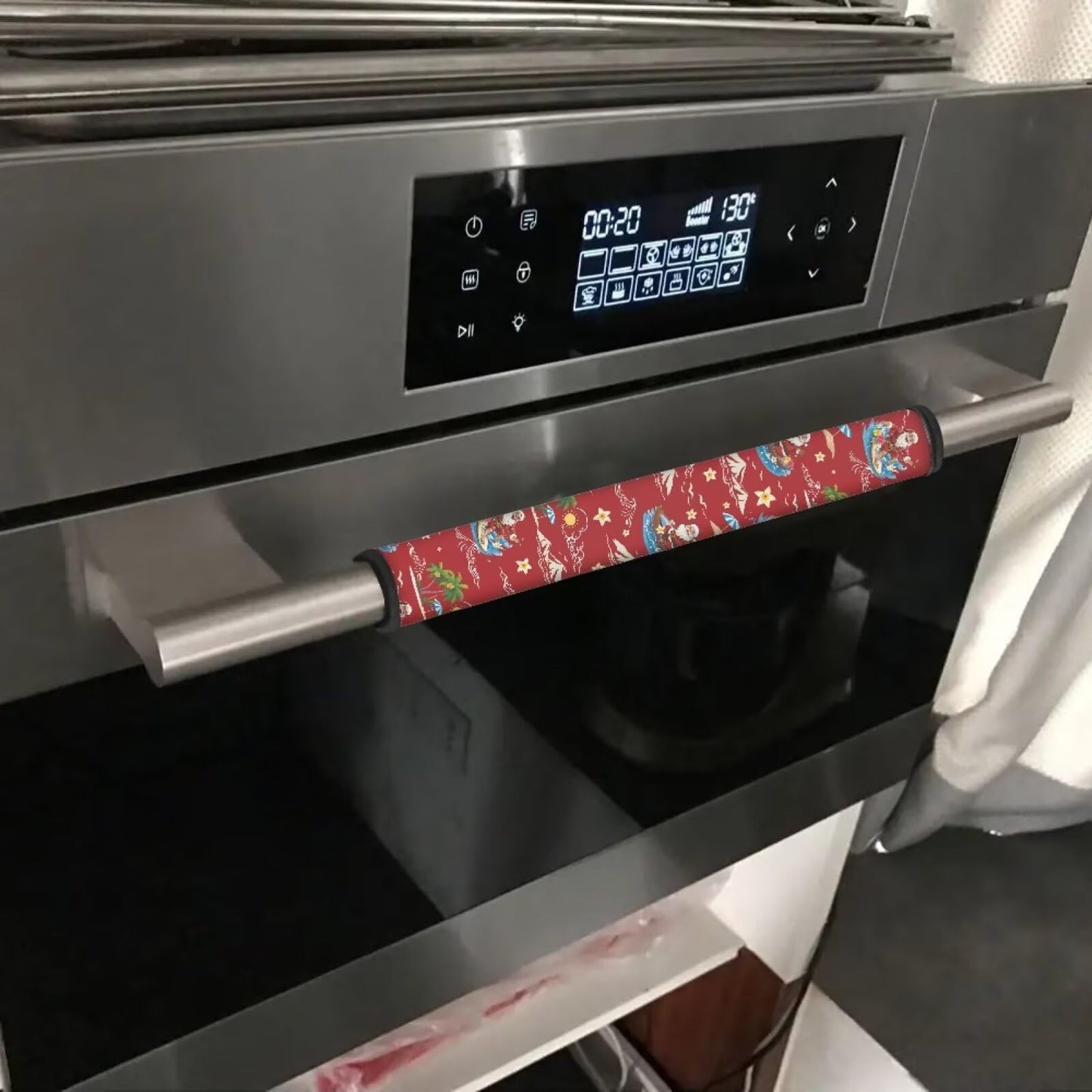 HUISEFOR Santa Claus Refrigerator Handle Covers Set of 4 Non-Slip Fridge Handle Covers for Microwave Oven Stove Dishwasher Handles Protector Christmas Decoration