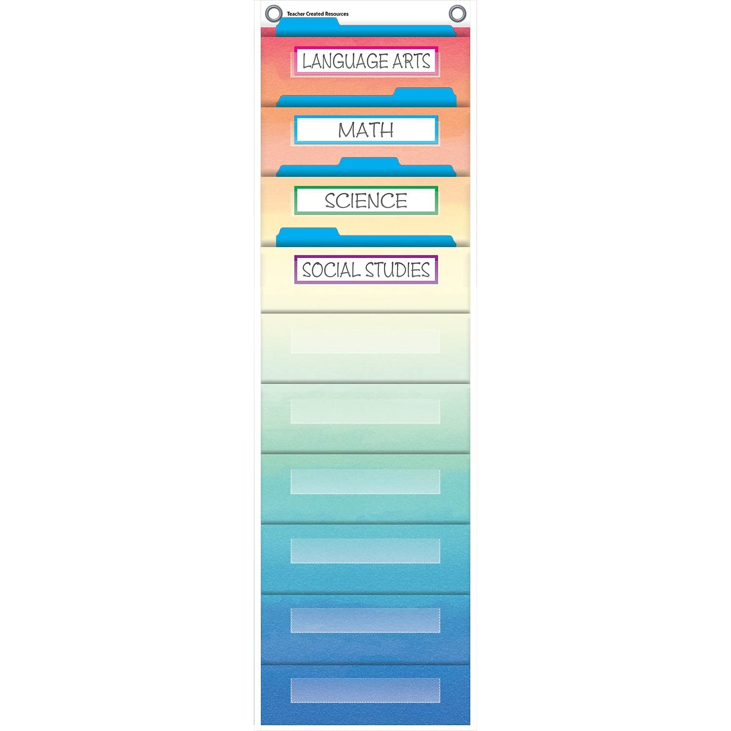 Teacher Watercolor 10 Pocket File Storage Pocket Chart (14'' x 58'')