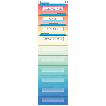 Teacher Watercolor 10 Pocket File Storage Pocket Chart (14'' x 58'')