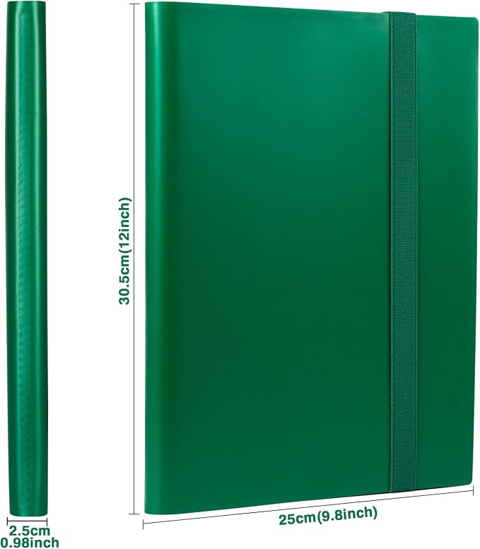 GEAoffice Card Binder, 9 Pockets Trading Card Album Folder, 360 Side Loading Pocket Binder for Sports&Game Cards, MTG and Other TCG, Green