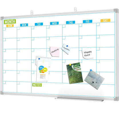 Lockways Dry Erase Calendar Whiteboard, Monthly Dry Erase Calendar Whiteboard 36x24 Inches- Aluminum Framed Wall- Mounted Planner
