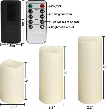 YOROXRG Set of 24 Waterproof Outdoor Flameless Candles, LED Candles with 4 Remote and Timer,(H 4" 5" 6" x D 2.2"),for Christmas,Halloween,Wedding,Festival