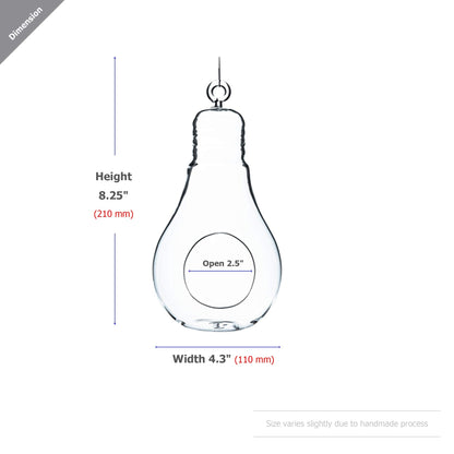 WGV Hanging Glass Plant Terrarium, Width 4.25", Height 8.25", Bulb DIY Air Succulent Planter Clear Tea Light Votive Candle Holder, Wedding Event Office Home Outdoor Decor, 1 Piece