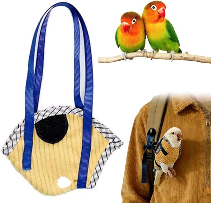 Bird Travel Carrier, Portable Bird Bag with Escape Resistant Outdoor Harness Vest for Small Medium Parrots, Cockatiel, Budgie, Ideal for Travel and Outdoor Adventures (M) (8.5cm)