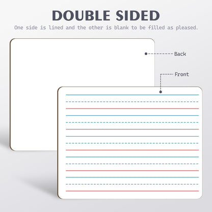 6pack Dry Erase Board 9"x12"with Lines and Blank Surface Learning,Math,Writing Teacher & Homeschool Supplies Mini Whiteboard Erasers Included Colors pens