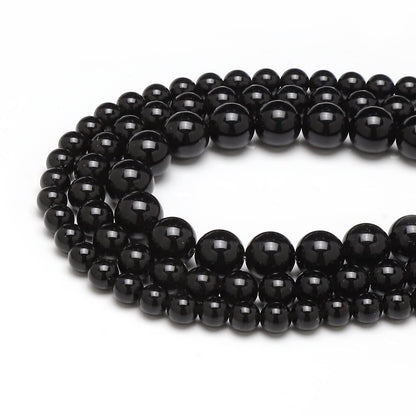 45pcs 8mm Natural Black Onyx Agate Gemstone Beads Energy Healing Crystal Round Loose Stone Beads for Jewelry Making, DIY Bracelets Necklaces