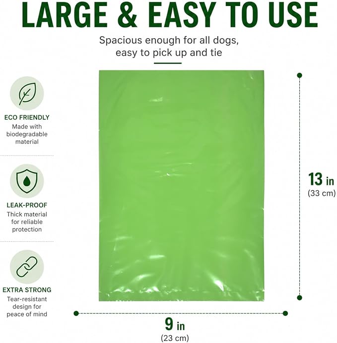 Light Green Dog Waste Bags, 100 Count, Compostable & Extra Thick, Biodegradable Poop Bags for Dogs, Refill Box for Dispenser