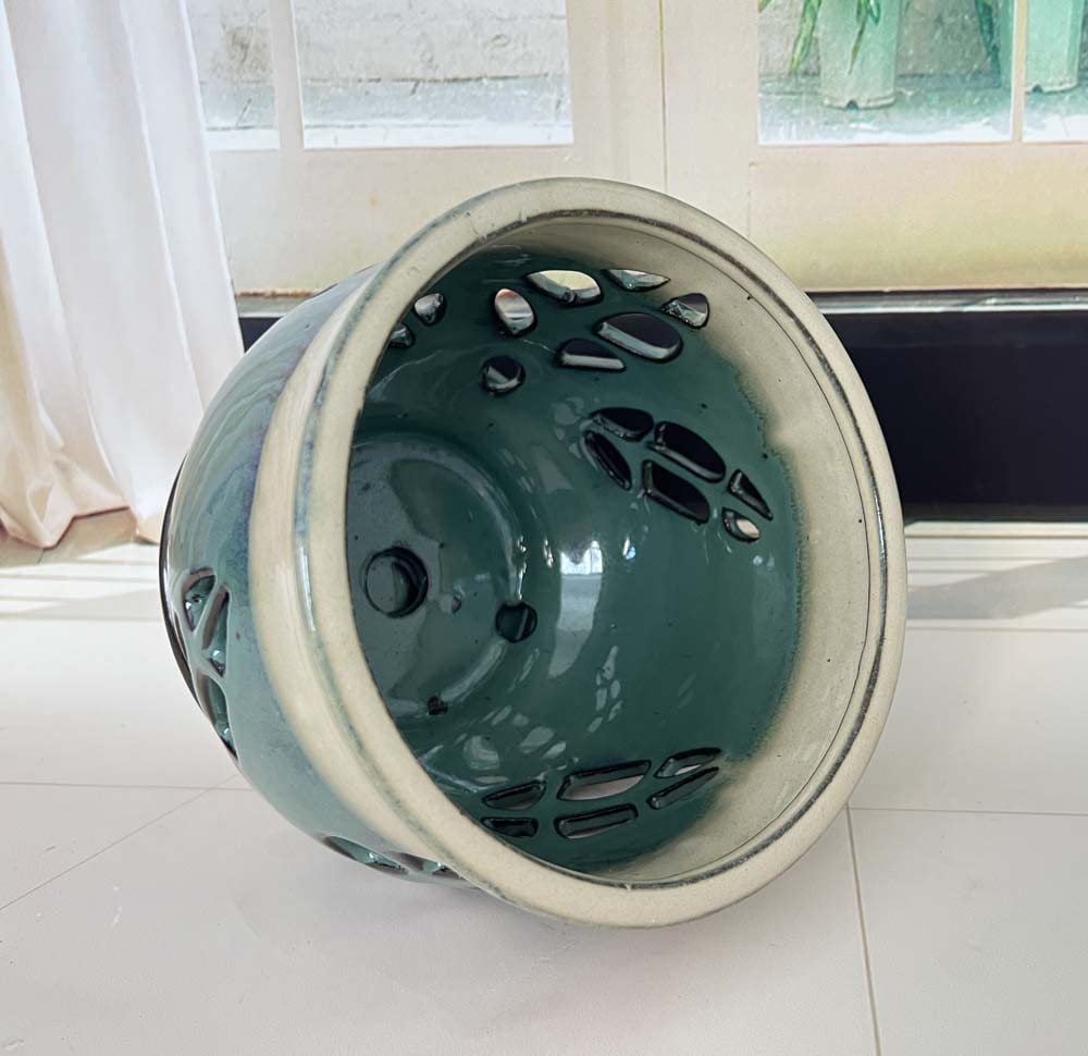 Fowargif 6.5inch Large Round Ceramic Orchid Pots with Holes, Flower Pot with Saucer for Indoor Plants Home Decorative, Round Planter,air Plant Pot