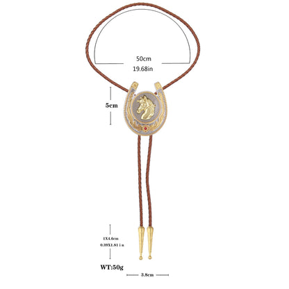 GelConnie Bolo Tie for Men Western Cowboy American Golden Horse Bolo Ties Brown Leather Western Costume Accessories