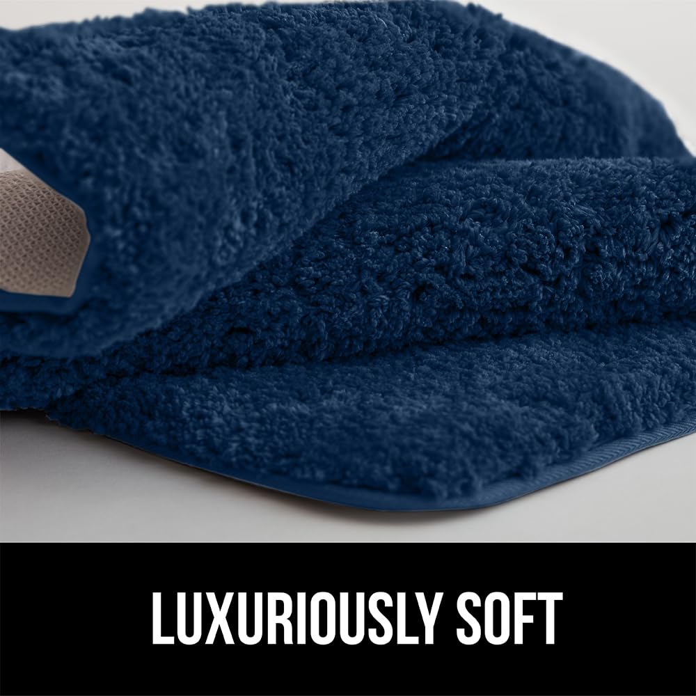 GORILLA GRIP Bathroom Rugs, Ultra Soft Absorbent Mat, Thick Plush Bath Rug, Machine Washable, Microfiber Quick Dry, Mats for Shower, Bathtub and Floor, Home Decor Accessories, 24x17, Navy Blue