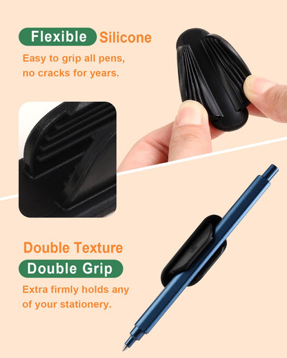 Tiizze Adhesive Pencil Holders for Desk Set of 20 - Silicone Pen Holder with Upgraded Acrylic Adhesive Pads - Flexible Desk Pencil Holder for Class Office Essentials Accessories, Teacher Supplies