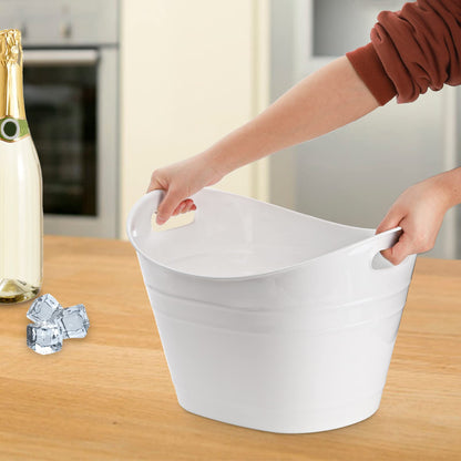 ZEAYEA 4 Pack Beverage Tub, 18L Plastic Beer Bottle Bucket with Handles, White Party Tub for Drinks, Plastic Buckets for Ice Wine Beer Bottle Cooler