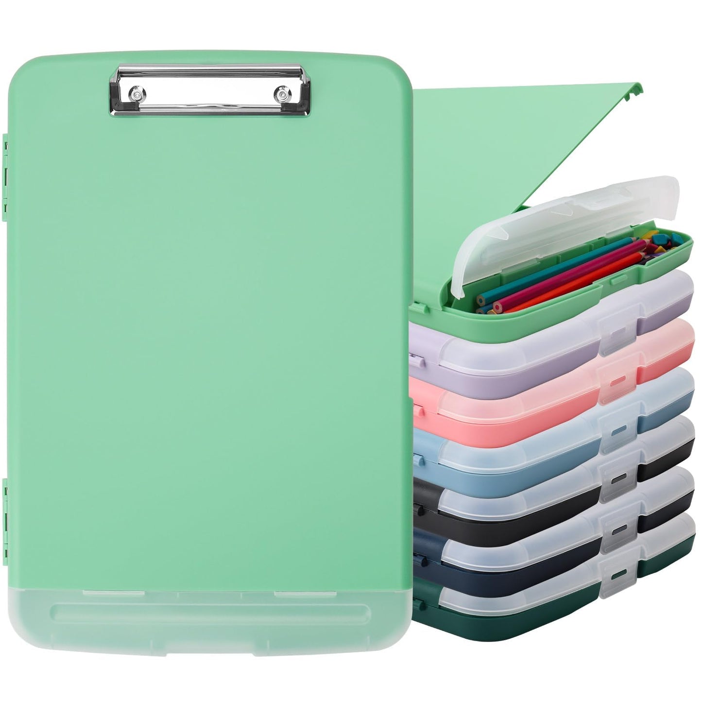 SFLHHDM Clip Boards 8.5x11 with Storage, Low Profile Clip Plastic Clipboards, Nursing Clipboard Folder with Pen Holder, Heavy Duty Clipboard with Storage, Nurse Binder Case for Classroom