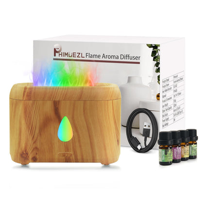 Flame Diffuser for Essential Oils, 200ml Ultrasonic Aroma Diffusers with Cool Mist, Aromatherapy Diffuser with Auto-Off Protection, Small Humidifier for Home,Office,Bedroom,Gift (Black)