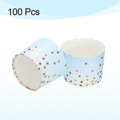 HARFINGTON 100Pcs Colorful Paper Baking Cups 6oz Cupcake Wrappers Scalloped Muffins Liners Disposable Greaseproof Containers for Birthday Party, Gradient Blue