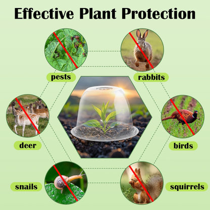 10" D × 6.7" H Plant Protectors from Animals, Garden Cloches for Seedlings Nursery Pots, Durable Humidity Domes with Ventilation Holes, Clear Plant Covers, Mini Greenhouse for Plants 5-Pack