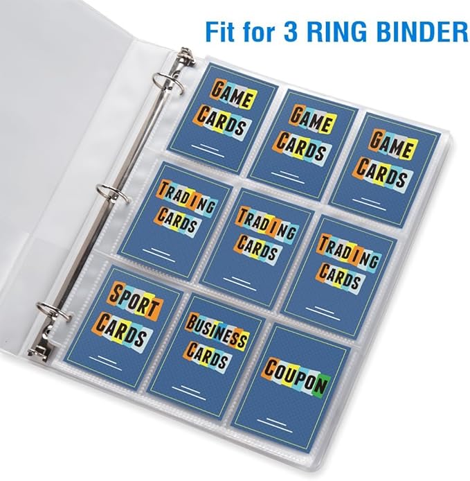 200 Pack 9 Pocket Page Protectors, Sooez Trading Card Sleeves for 3 Ring Binder, Baseball Cards Holder, Protective Pages Sheets for Binders Album, Fit for Collectible Games, Sports Cards