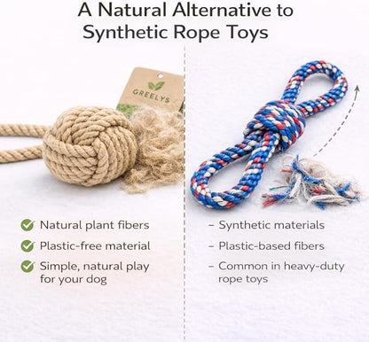Natural Hemp Rope Dog Toy, Eco-Friendly Tug Toy for Interactive Play & Fetch, Safe Non-Toxic Alternative to Synthetic Rope Toys, Light to Moderate Chewers, Medium