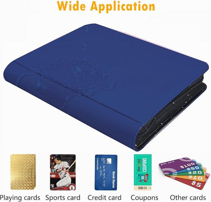 1000+ Pockets Trading Card Binder, 16 Pocket Ringless Side Loading Card Holder Album, Trading Card Album Fit for YuGiOh, MTG, TCG, Game Cards, Sports Cards, Business Cards (Dark Blue)