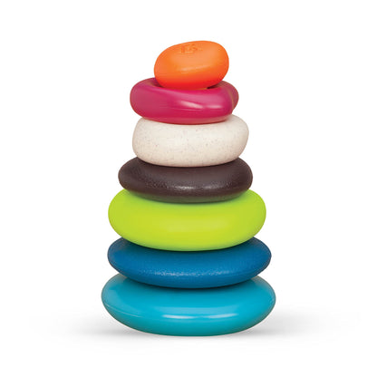 B. toys – Baby Blocks & Stacking – 10 Numbered Blocks & 5 Colorful Rings – Building Play Set for Infants – Educational Toys – One Two Squeeze & Stacking Stones – 6+ Months
