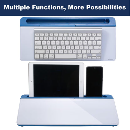 TSJ OFFICE Desktop Whiteboard Dry-Erase-Board - Computer Keyboard Stand White Board Surface Pad with Drawer, Desk Organizers with Accessories for Office, Home, School Supplies - Blue