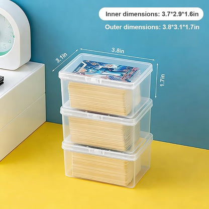 4PCS Game Card Storage Box, Clear Plastic UNO Card Case, High Capacity Card Holders for Playing Cards, Trading Cards, Business Card & More (NO Cards)