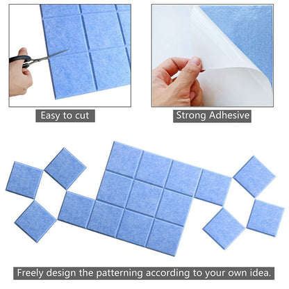 Uoisaiko Large Cork Board Felt Board Tiles for Walls with 30 Push Pins, 11.8"x11.8" Pack of 6 Pin Board Notice Boards for Home Office Kitchen, Bulletin Board Wall Tiles for Photos Memos