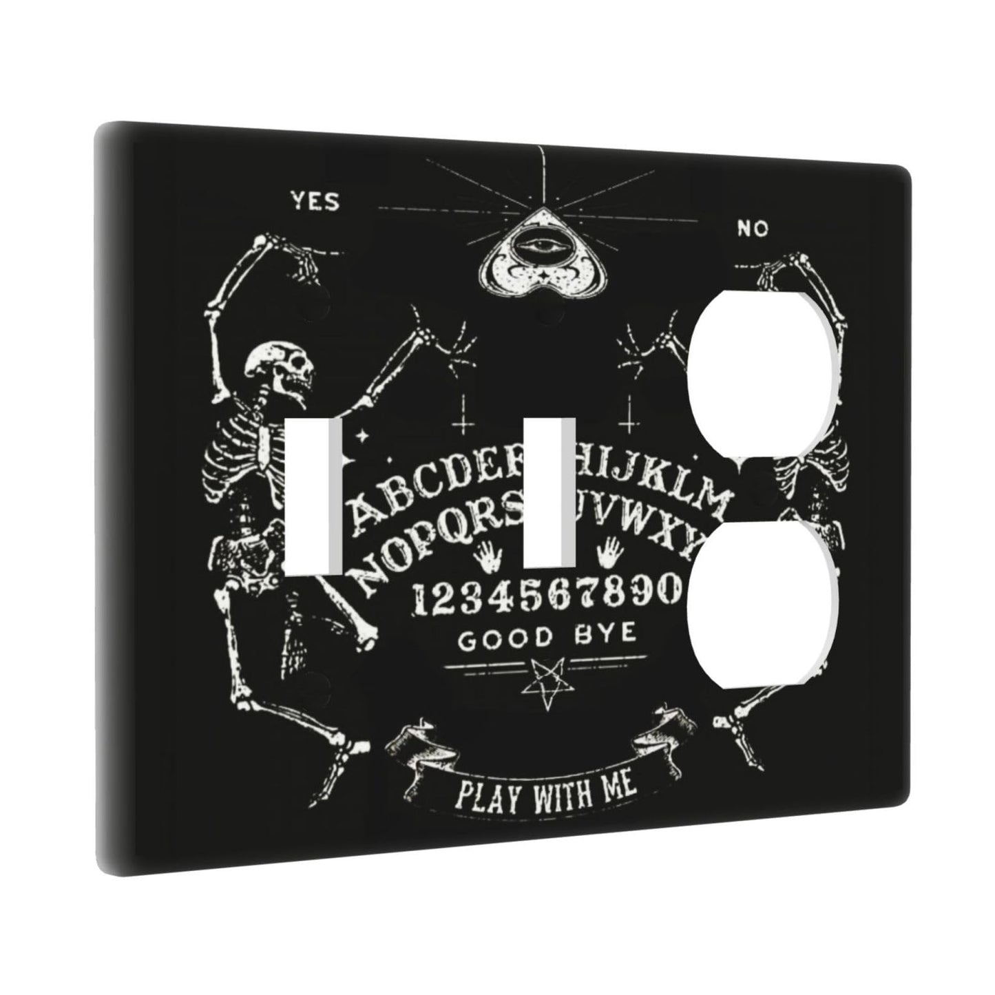 Gothic Skull Mysterious Skeleton 3 Gang Combination 2 Toggle 1 Duplex Receptacle Outlet Covers Light Switch Cover Combo Wallplate Decorative Faceplate