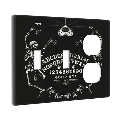 Gothic Skull Mysterious Skeleton 3 Gang Combination 2 Toggle 1 Duplex Receptacle Outlet Covers Light Switch Cover Combo Wallplate Decorative Faceplate