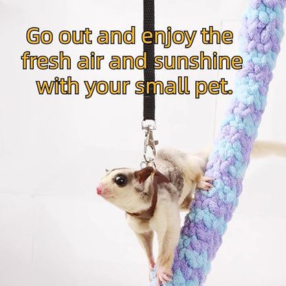 MANON ROSA Sugar Glider Harness & Leash Set - Escape-Proof 3-Piece Adjustable Vest for Squirrels Rats Mice Mouse & Small Animals - Hamster Gerbil Walking Gear, Pet Toy Accessories, Brown
