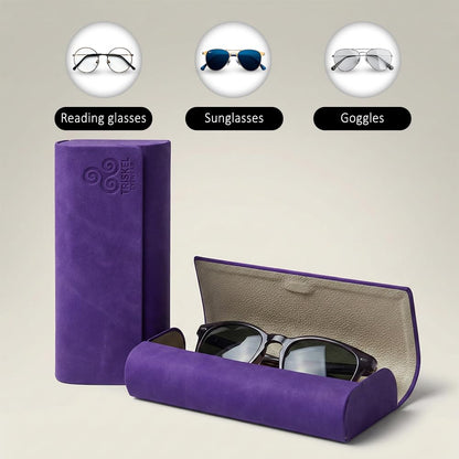 TRISKEL EYEWEAR Minimalist Rectangle Glasses Case – Slim Hard Shell PU Leather Eyewear Holder with Magnetic Closure (Amethyst Dawn)