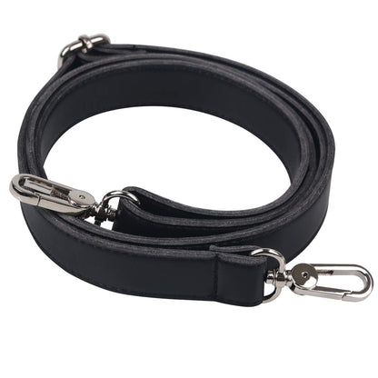 BOMKEE Purse Straps Bag Shoulder Leather Strap Replacement 61 Inch Synthetic Messenger Bag Strap with Metal Swivel Hooks for Bag Wallet DIY Purse (Black)