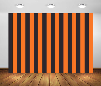 BELECO 10x8ft Fabric Black and Orange Stripe Backdrop Orange Black Striped Background for Halloween Party Decorations Banner Birthday Shoot Photo Studio Props
