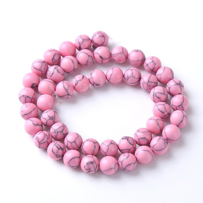 90PCS 8MM Pink Turquoise Spacer 2 Strands Loose Beads for Jewelry Making DIY Bracelet Necklace