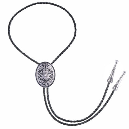 GelConnie Silver Bolo Tie for Men Women Mens Bolo Ties Western Wedding Vintage Style American Bolo Tie 3D Flower Design