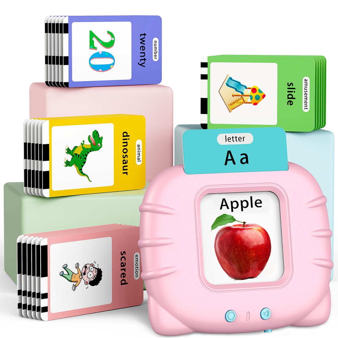 Eaever Educational Learning Toys - 520 Sight Words Talking Flash Cards, Autism Sensory Toys, Pocket Speech for Toddlers, Valentine's Day Present Birthday Gift for 1 2 3 4 5 6 Year-Old Girls, Pink