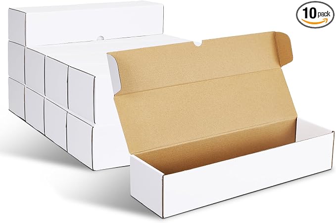 PHAREGE 10 Pack Trading Card Storage Boxes White for 4000 Count 35pt Cards | Baseball Card Storage, Sport Card Shipping, Flat Bottom, Shape Well, Easy Fold, Easy Open, DIY Cardboard, Self-locking