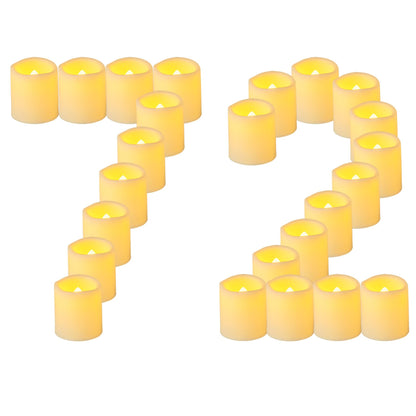Yakpo 72 Pack 1.5" x 1.8" Tea Lights Candles Battery Operated, Flameless Flickering LED Tealights Votive, Electric Outdoor Flicker Small Fake Candles Bulk for Wedding Halloween Christmas Decorations