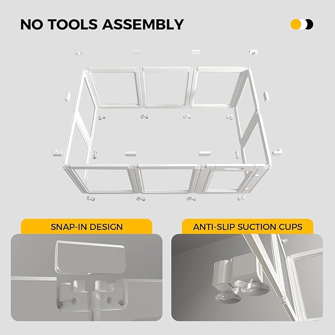 EVERFRONT Clear Acrylic Plastic Dog Playpen - Clear Dog Play Pen - Easy Assemble Acrylic Dog Playpen - Puppy Playpen, Cat Playpen, Small Animal Playpen, Dog Play Pen Indoors (White, 23.6“ H, 10PCS)
