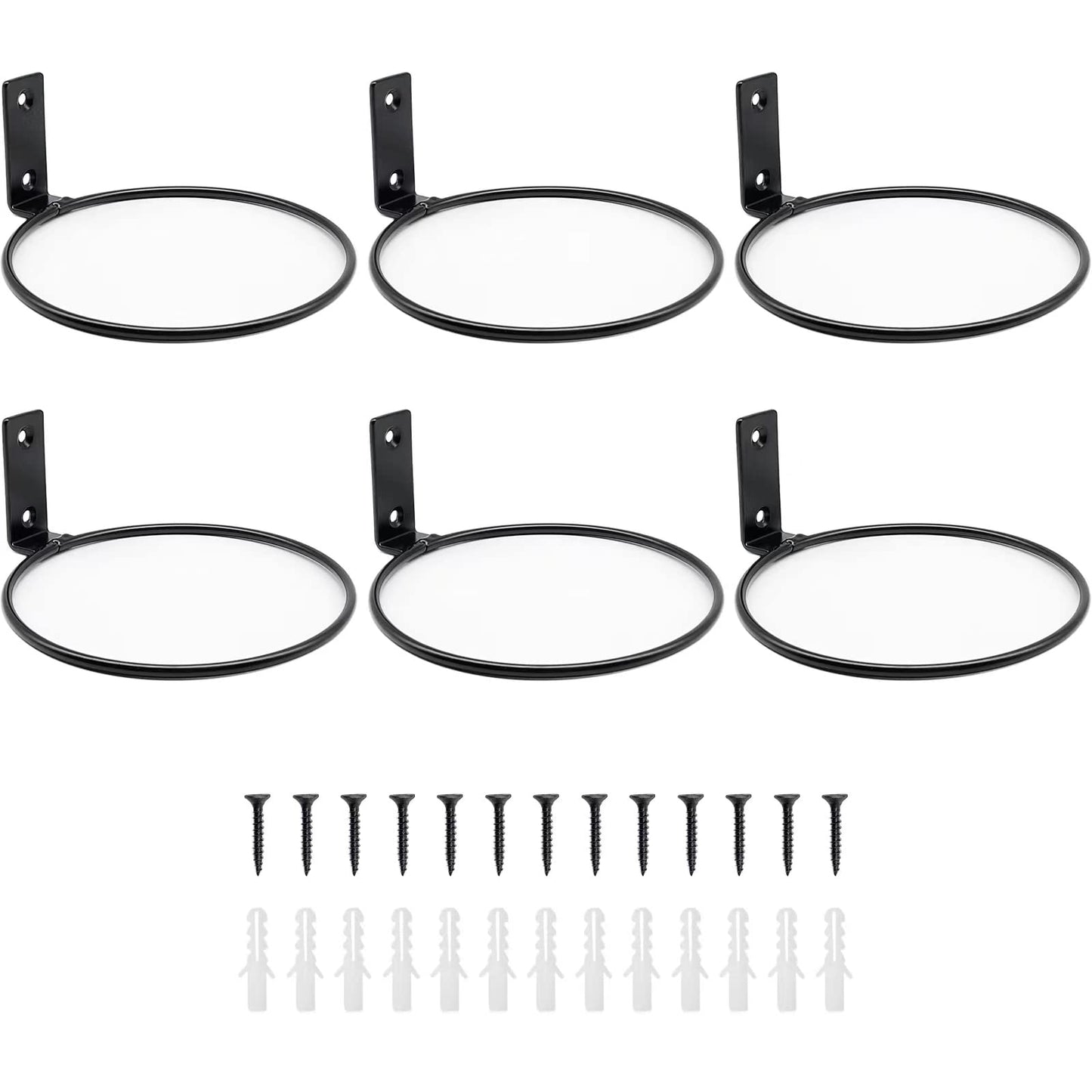 Greemov 6 Pack 6 Inch Wall Flower Pot Holder Ring Plant Hanger, Metal Planter Hooks Wall Mounted Bracket Heavy Duty for Outdoor Indoor