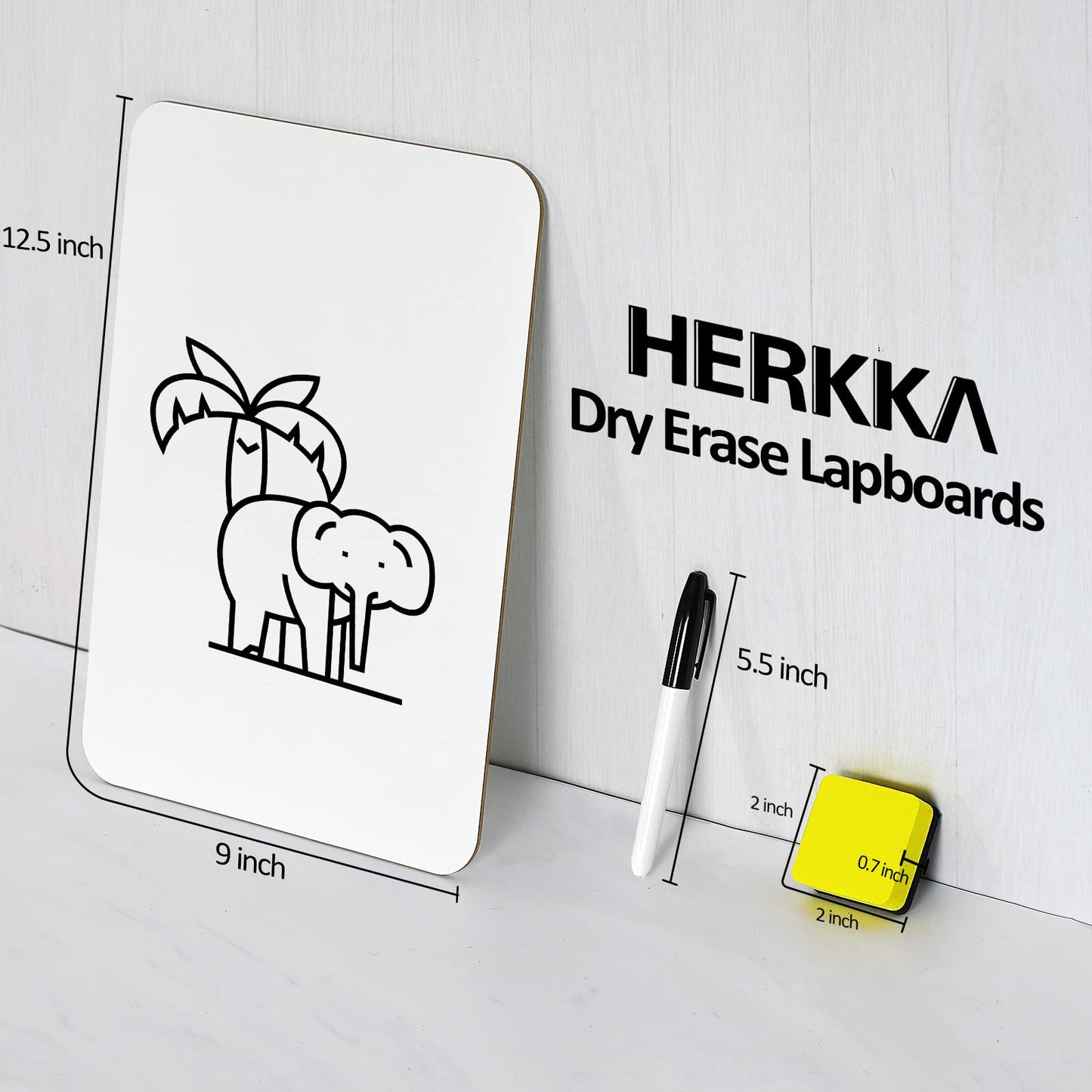 Dry Erase Lapboards, HERKKA 12 Pack Double Sided Dry Erase Lap Boards 9 x 12.5 Inch, 12 Markers, 12 Erasers, Small Dry Erase Boards for Classroom Supplies