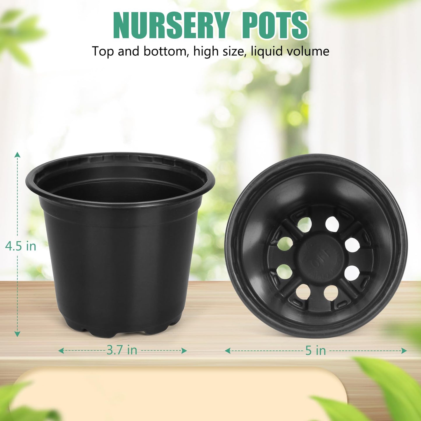 DUNPUTE 120 Packs 5 Inch Plant Nursery Pots, Plastic Seeds Starter Pots with Drainage Holes, Germination Soft Flower Plant Container for Succulents Seedling Cutting Transplanting (120, 5 Inch)